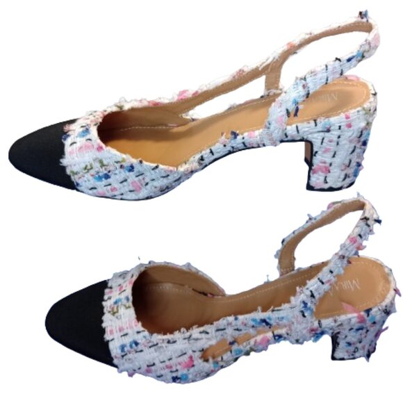 MIRAAZZURRA Women's Chunky Heel Sling Back Pumps Size 9.5 - Picture 1 of 8
